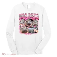 Pink Moo Deng Meme Hippo Funny Long Sleeve Shirt thumb 0
