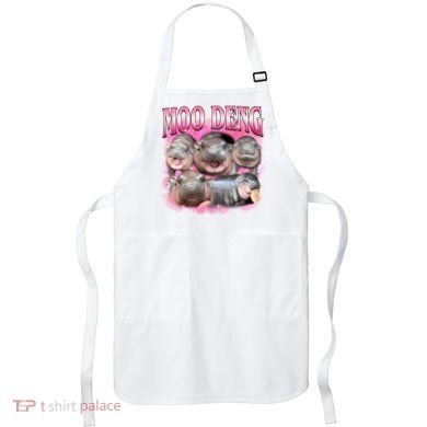 Pink Moo Deng Meme Hippo Funny Apron