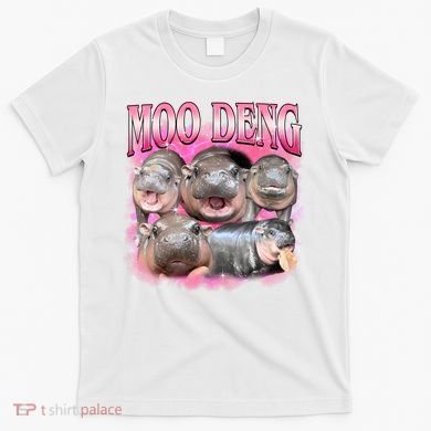 Pink Moo Deng Meme Hippo Funny T-Shirt