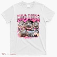 Pink Moo Deng Meme Hippo Funny T-Shirt thumb 0