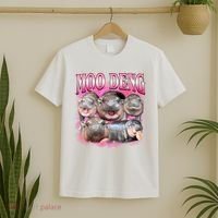 Pink Moo Deng Meme Hippo Funny T-Shirt thumb 2