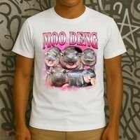 Pink Moo Deng Meme Hippo Funny T-Shirt thumb 3