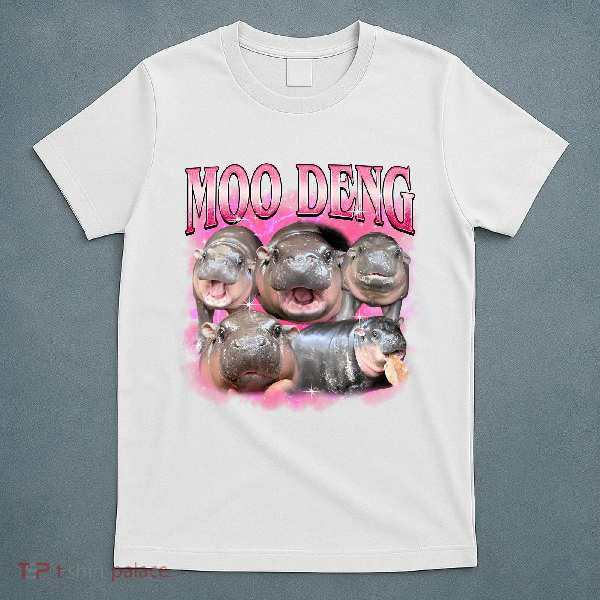 Pink Moo Deng Meme Hippo Funny T-Shirt