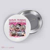 Pink Moo Deng Meme Hippo Funny Button thumb 0