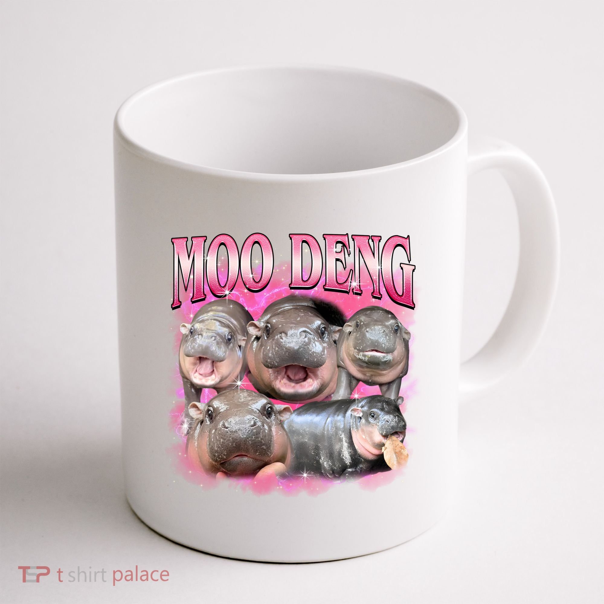 Pink Moo Deng Meme Hippo Funny Coffee Mug
