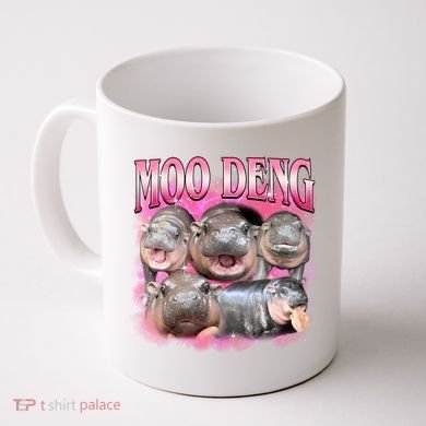 Pink Moo Deng Meme Hippo Funny Coffee Mug