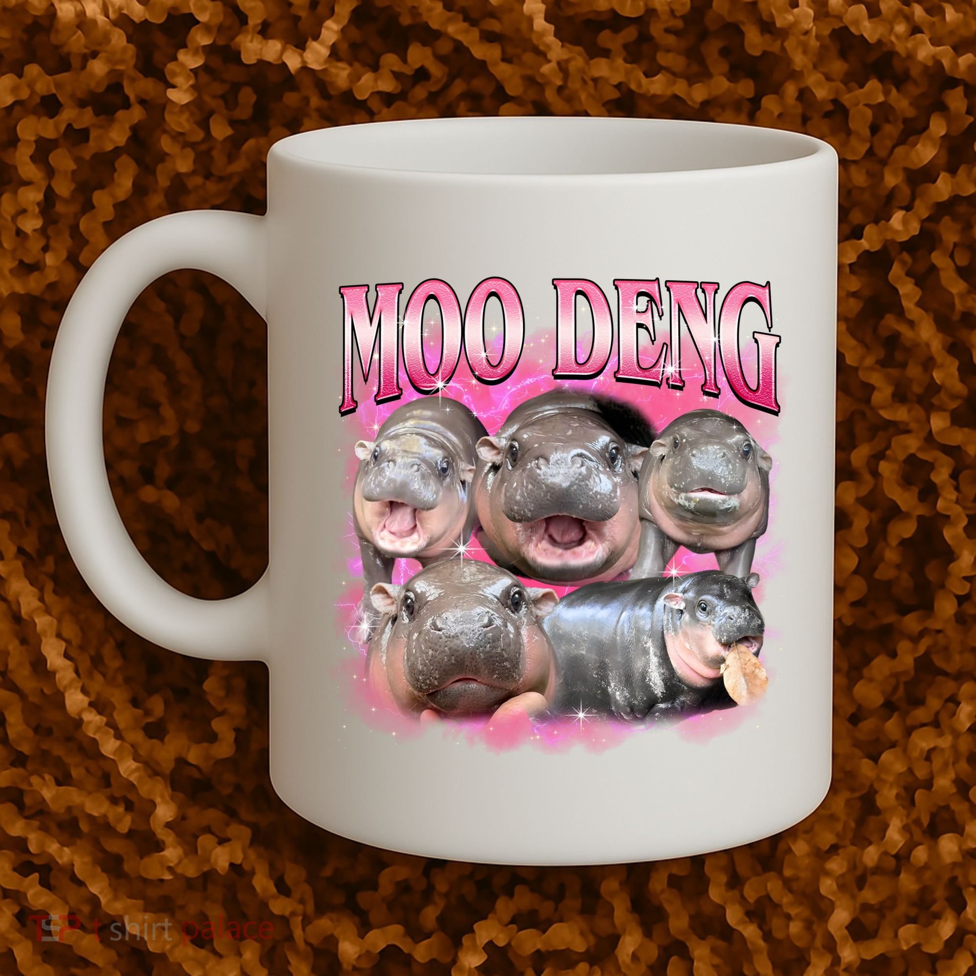 Pink Moo Deng Meme Hippo Funny Coffee Mug