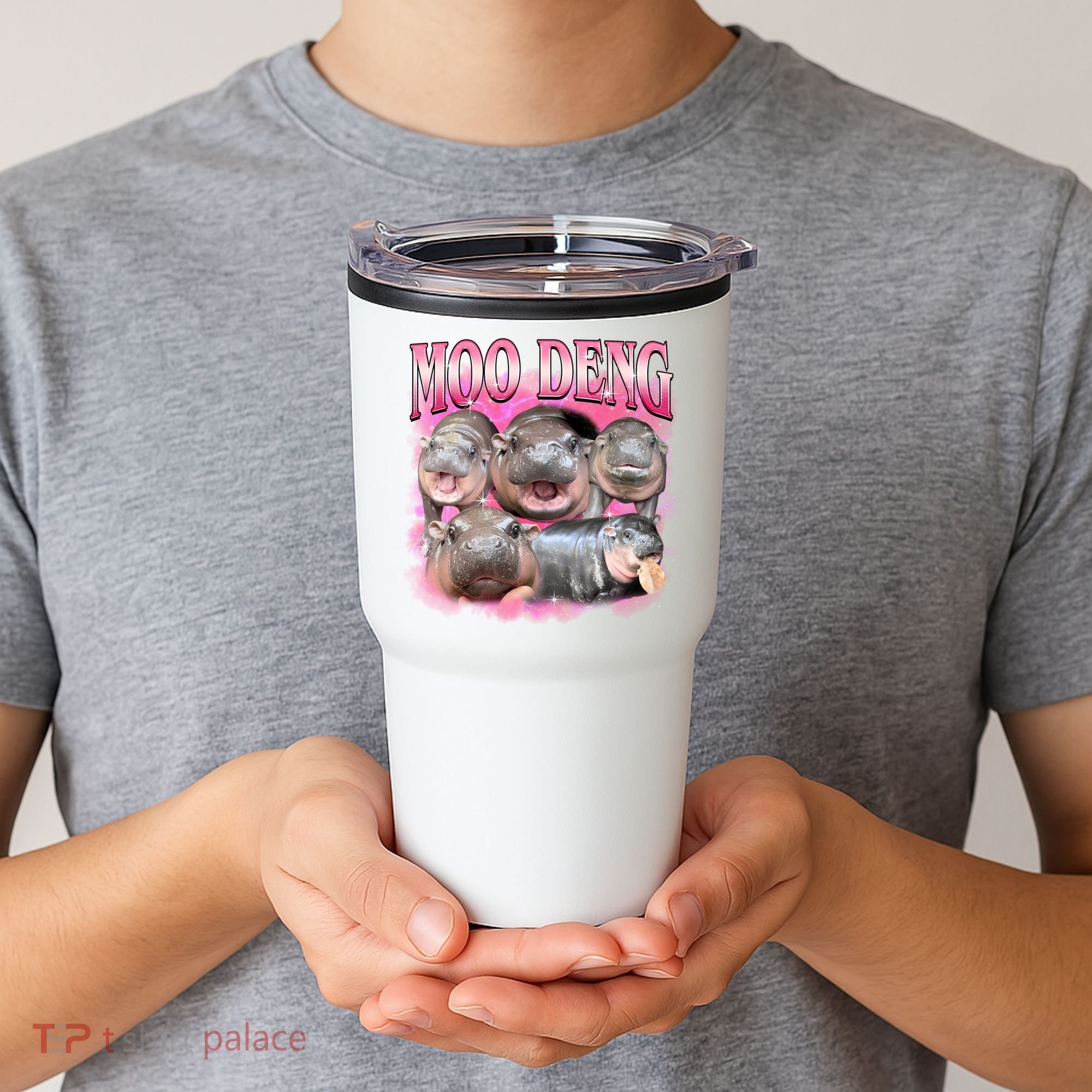Pink Moo Deng Meme Hippo Funny Tumbler