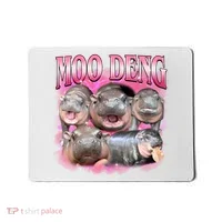 Pink Moo Deng Meme Hippo Funny Mousepad thumb 0