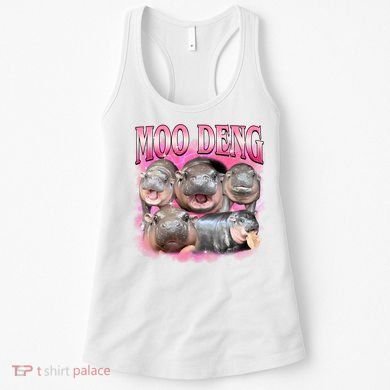 Pink Moo Deng Meme Hippo Funny Women's Tank Top