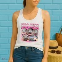 Pink Moo Deng Meme Hippo Funny Women's Tank Top thumb 2