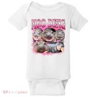 Pink Moo Deng Meme Hippo Funny Baby Bodysuit thumb 0
