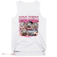 Pink Moo Deng Meme Hippo Funny Tank Top thumb 0
