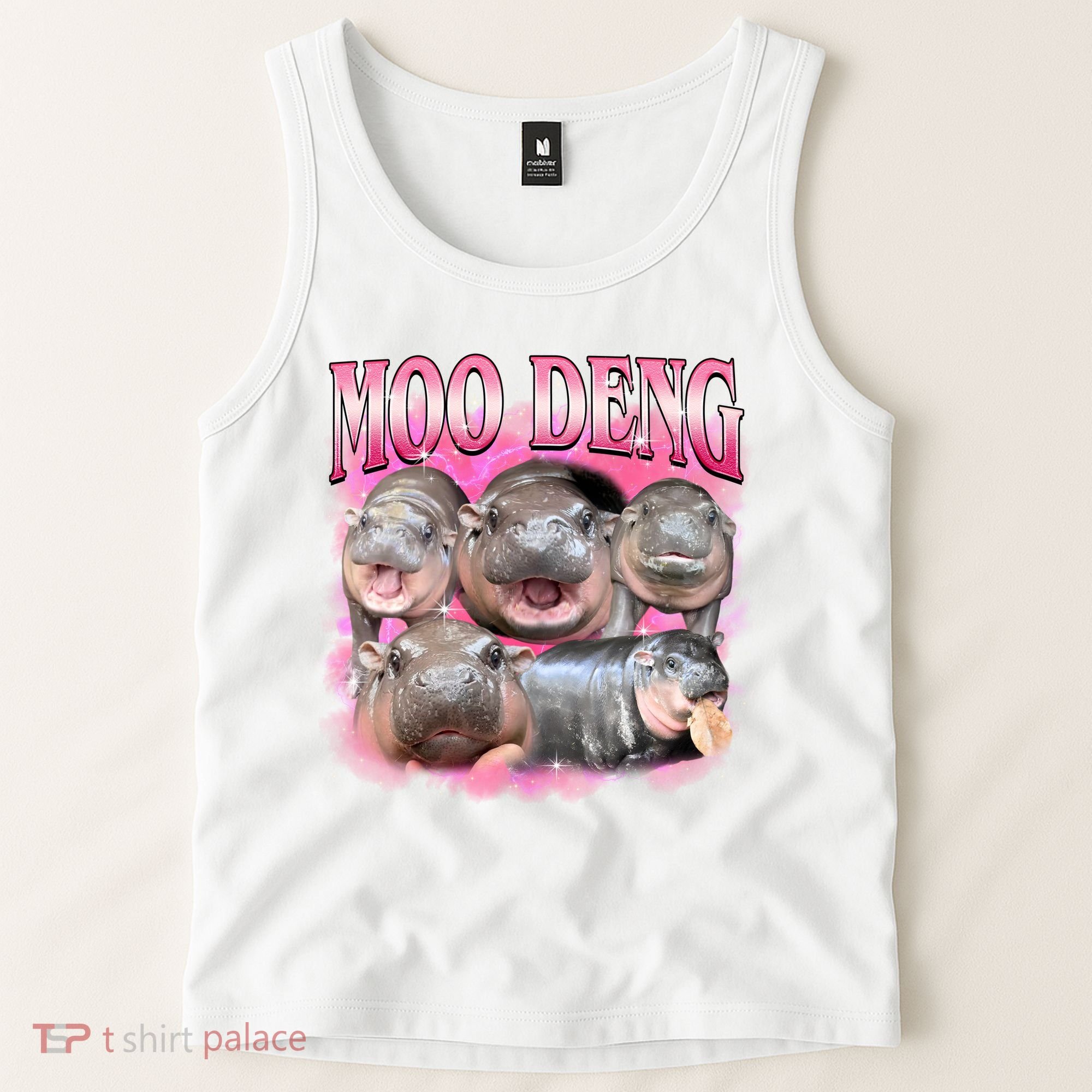 Pink Moo Deng Meme Hippo Funny Tank Top