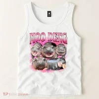 Pink Moo Deng Meme Hippo Funny Tank Top thumb 2