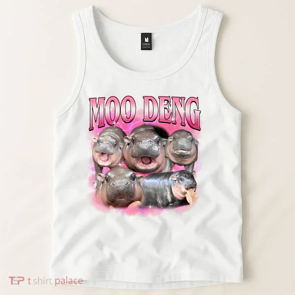 Pink Moo Deng Meme Hippo Funny Tank Top