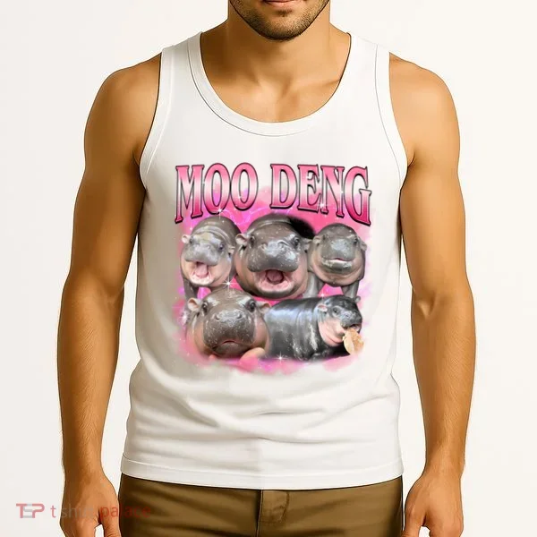 Pink Moo Deng Meme Hippo Funny Tank Top