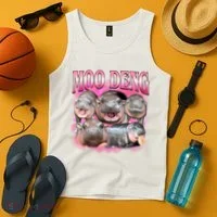 Pink Moo Deng Meme Hippo Funny Tank Top thumb 4