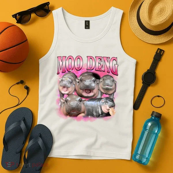 Pink Moo Deng Meme Hippo Funny Tank Top