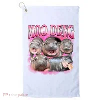 Pink Moo Deng Meme Hippo Funny Golf Towel thumb 0