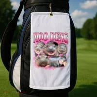 Pink Moo Deng Meme Hippo Funny Golf Towel thumb 2