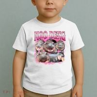 Pink Moo Deng Meme Hippo Funny Toddler T-Shirt thumb 2
