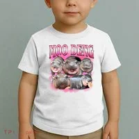Pink Moo Deng Meme Hippo Funny Toddler T-Shirt thumb 2
