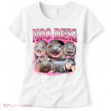 Pink Moo Deng Meme Hippo Funny Women's T-Shirt