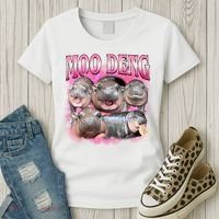 Pink Moo Deng Meme Hippo Funny Women's T-Shirt thumb 3