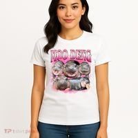 Pink Moo Deng Meme Hippo Funny Women's T-Shirt thumb 4