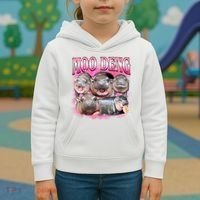 Pink Moo Deng Meme Hippo Funny Kids Hoodie thumb 3