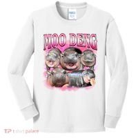 Pink Moo Deng Meme Hippo Funny Kids Long Sleeve Shirt thumb 0