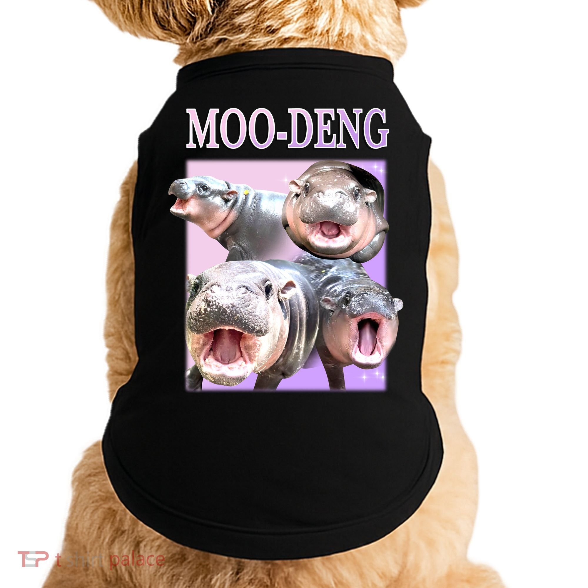 Purple Moo Deng Meme Hippo Funny Doggie Tank