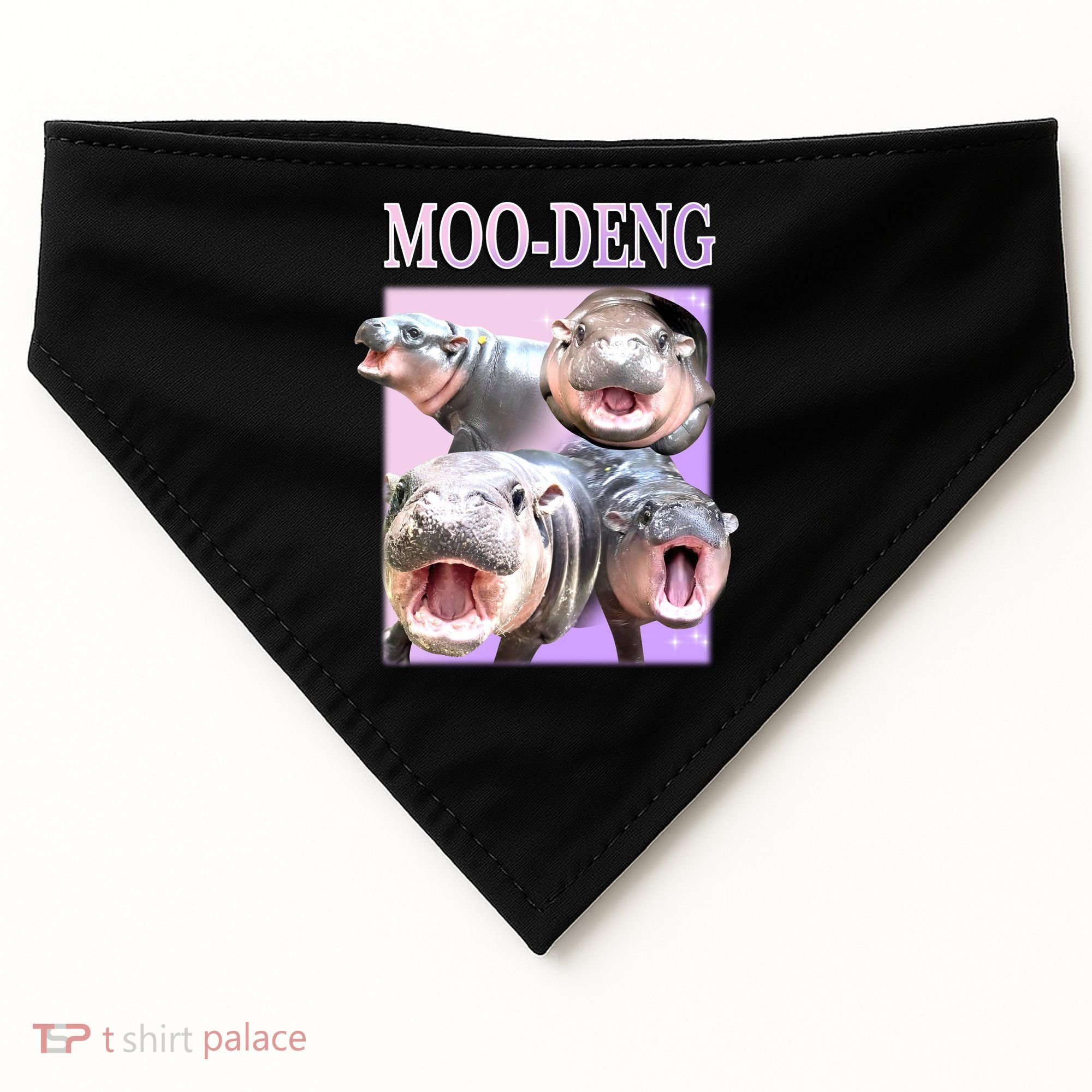 Purple Moo Deng Meme Hippo Funny USA-Made Doggie Bandana