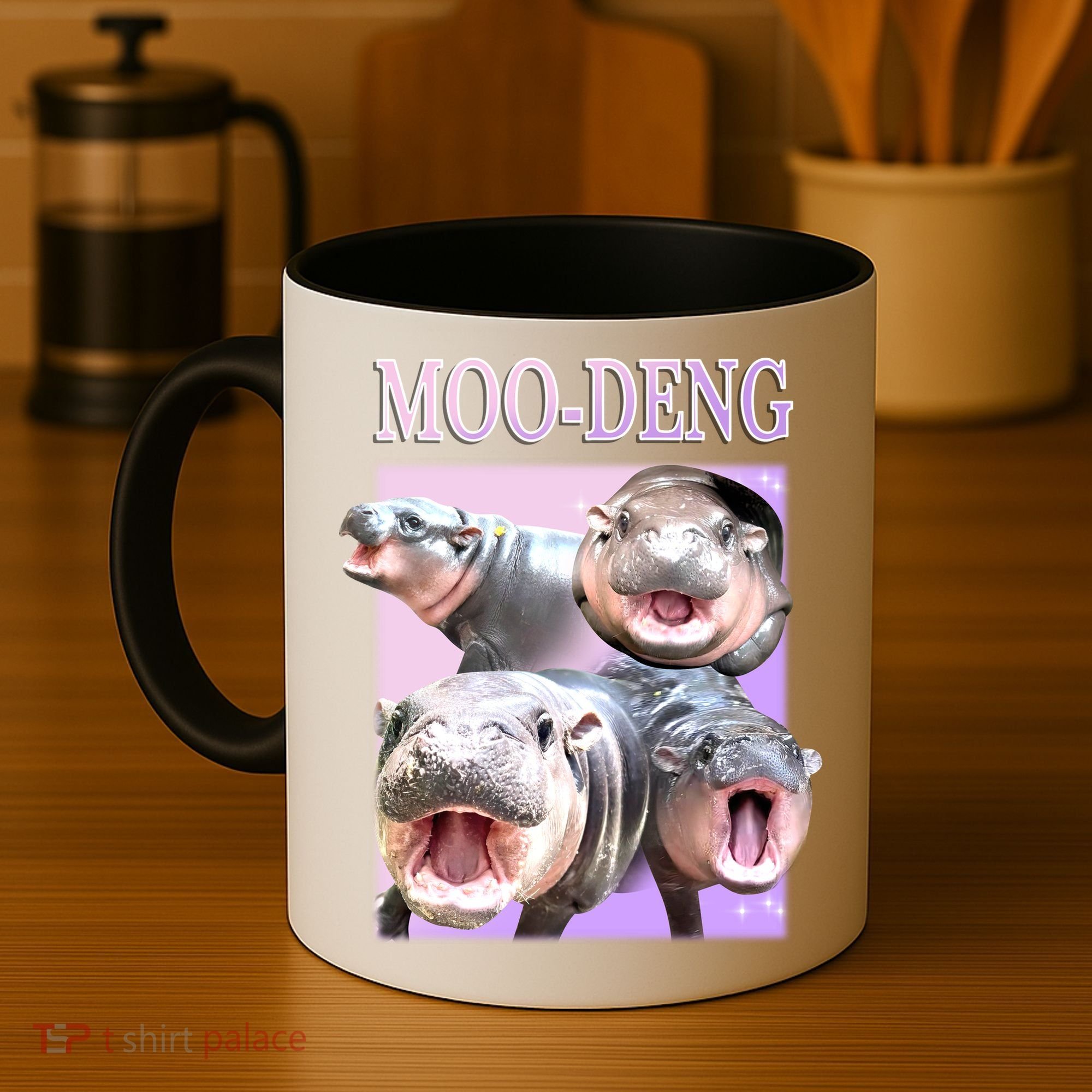 Purple Moo Deng Meme Hippo Funny Coffee Mug