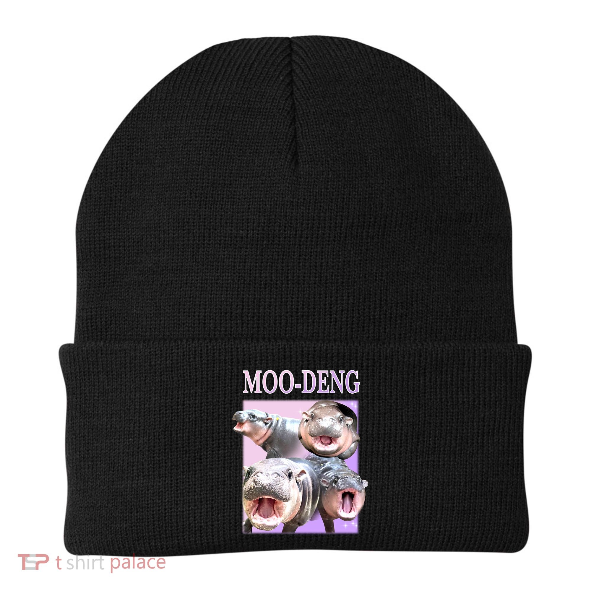 Purple Moo Deng Meme Hippo Funny Beanie