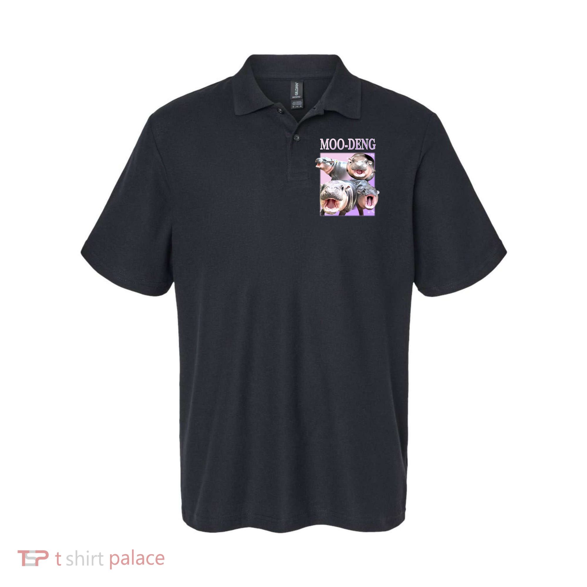 Purple Moo Deng Meme Hippo Funny Polo