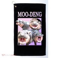 Purple Moo Deng Meme Hippo Funny Golf Towel thumb 0
