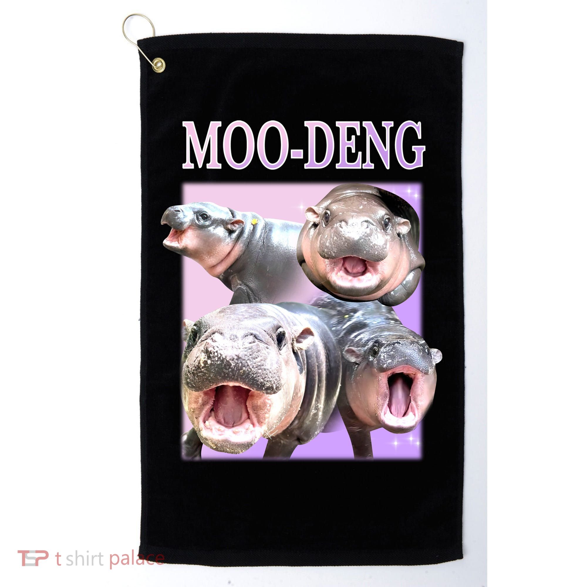 Purple Moo Deng Meme Hippo Funny Golf Towel