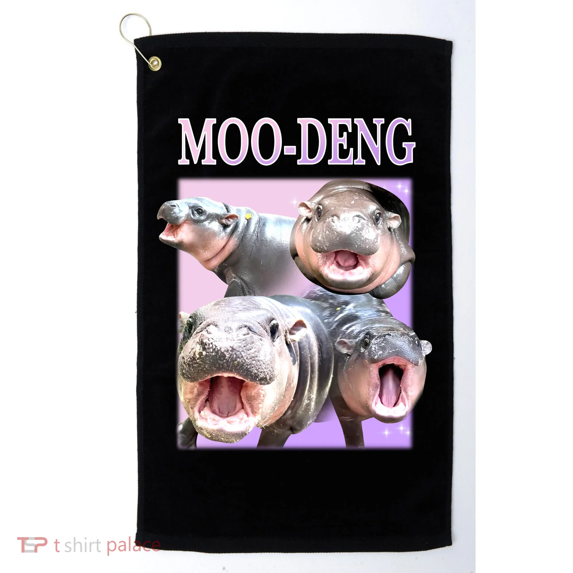 Purple Moo Deng Meme Hippo Funny Golf Towel