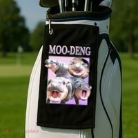 Purple Moo Deng Meme Hippo Funny Golf Towel thumb 2