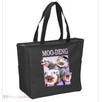 Purple Moo Deng Meme Hippo Funny Tote Bag thumb 2