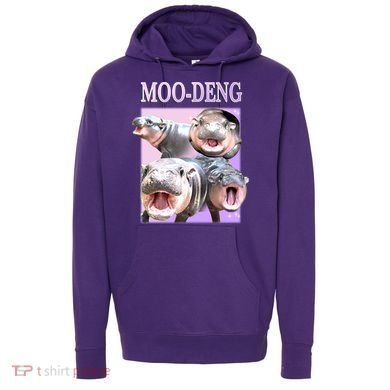 Purple Moo Deng Meme Hippo Funny Hoodie
