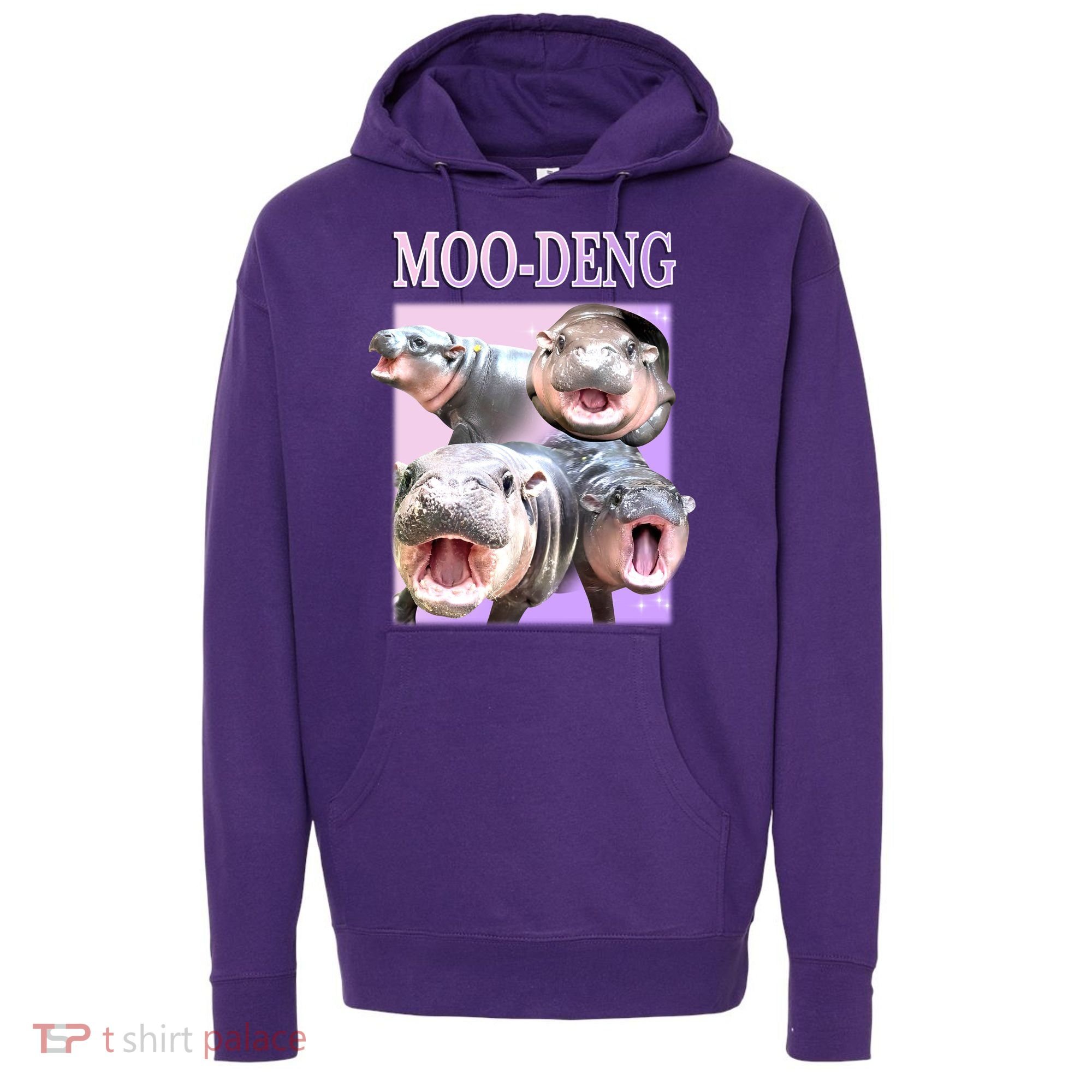 Purple Moo Deng Meme Hippo Funny Hoodie