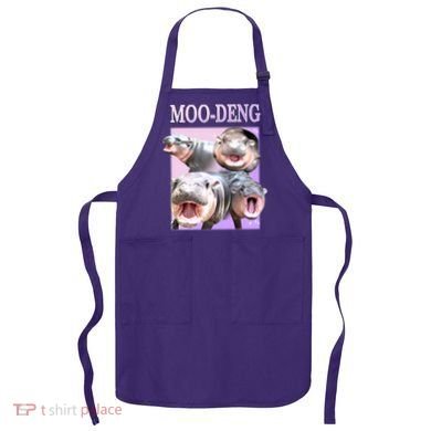 Purple Moo Deng Meme Hippo Funny Apron