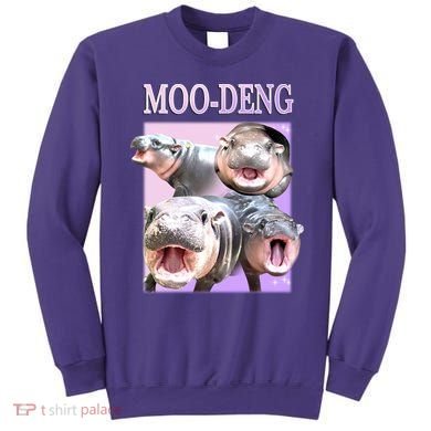 Purple Moo Deng Meme Hippo Funny Sweatshirt
