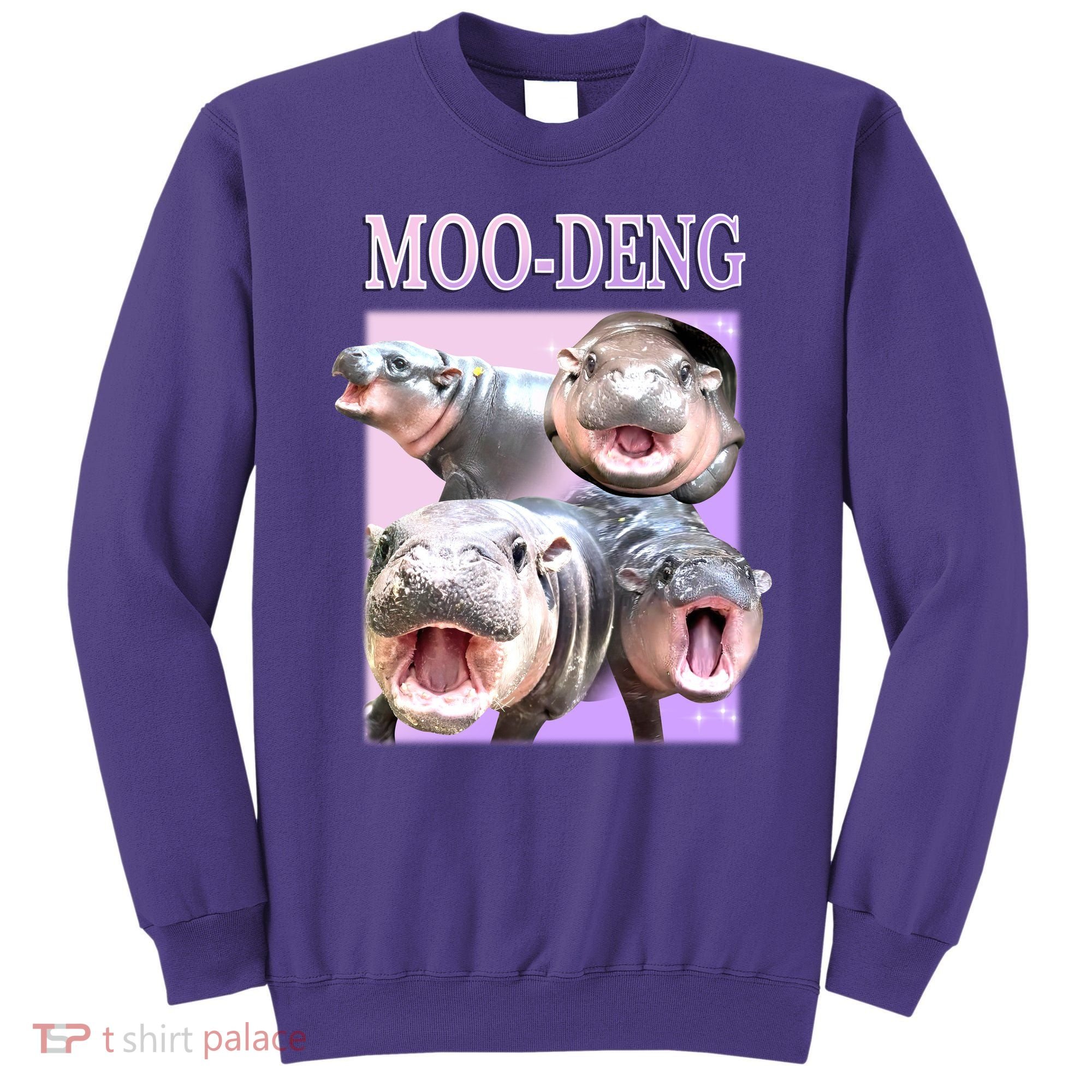 Purple Moo Deng Meme Hippo Funny Sweatshirt