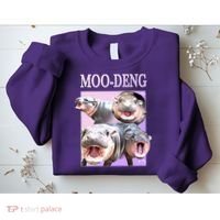Purple Moo Deng Meme Hippo Funny Sweatshirt thumb 2