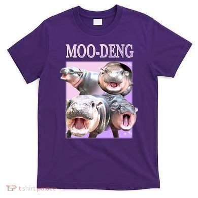Purple Moo Deng Meme Hippo Funny T-Shirt