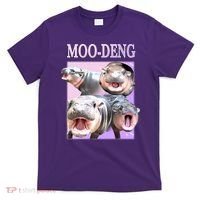 Purple Moo Deng Meme Hippo Funny T-Shirt thumb 0